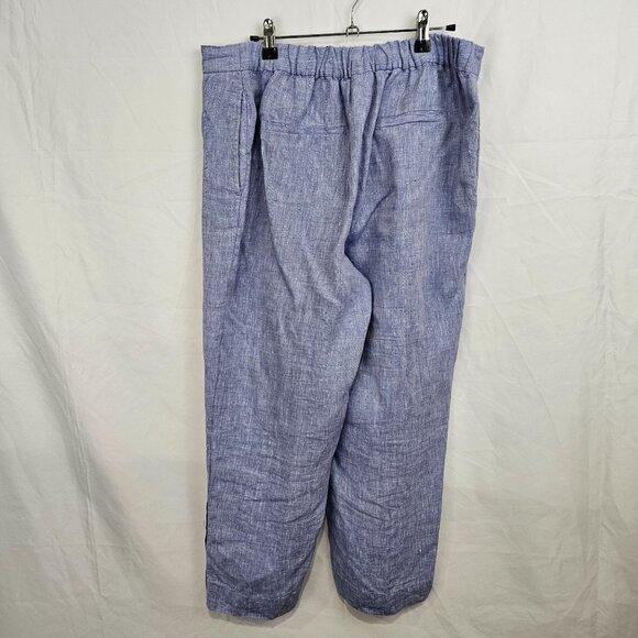 Chico's Womens Linen Pants Size 1 Light Blue Side Button Accents Elastic Waist - Picture 9 of 11